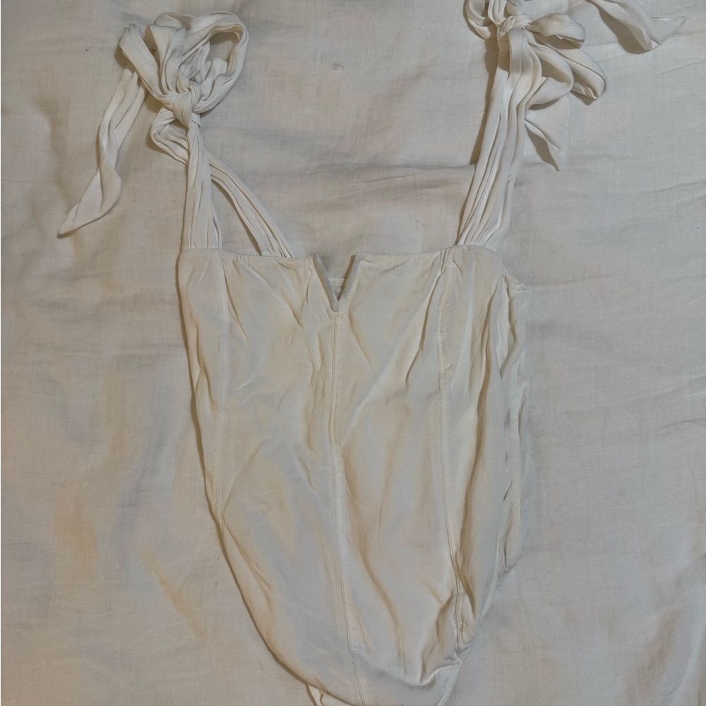 White Tie-Strap Bodysuit